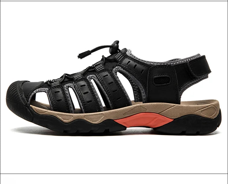 Sommer Herren Outdoor Sandalen Strand Schuhe Echtes Leder Trekking Wandern