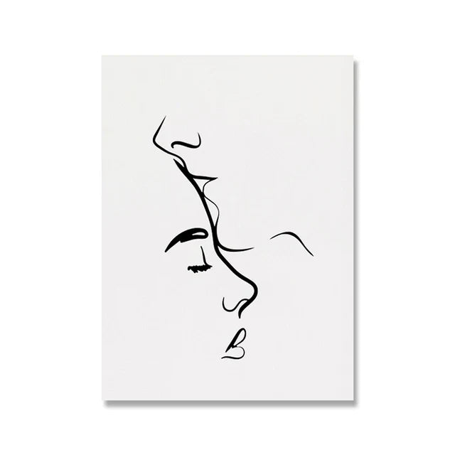 Romantische Liebhaber Minimalistische Figur Kunst Linienkunst Wandkunst Feine Kunst Leinwanddrucke Bilder Für Schlafzimmer Wohnzimmer Bürodekoration | Karnz