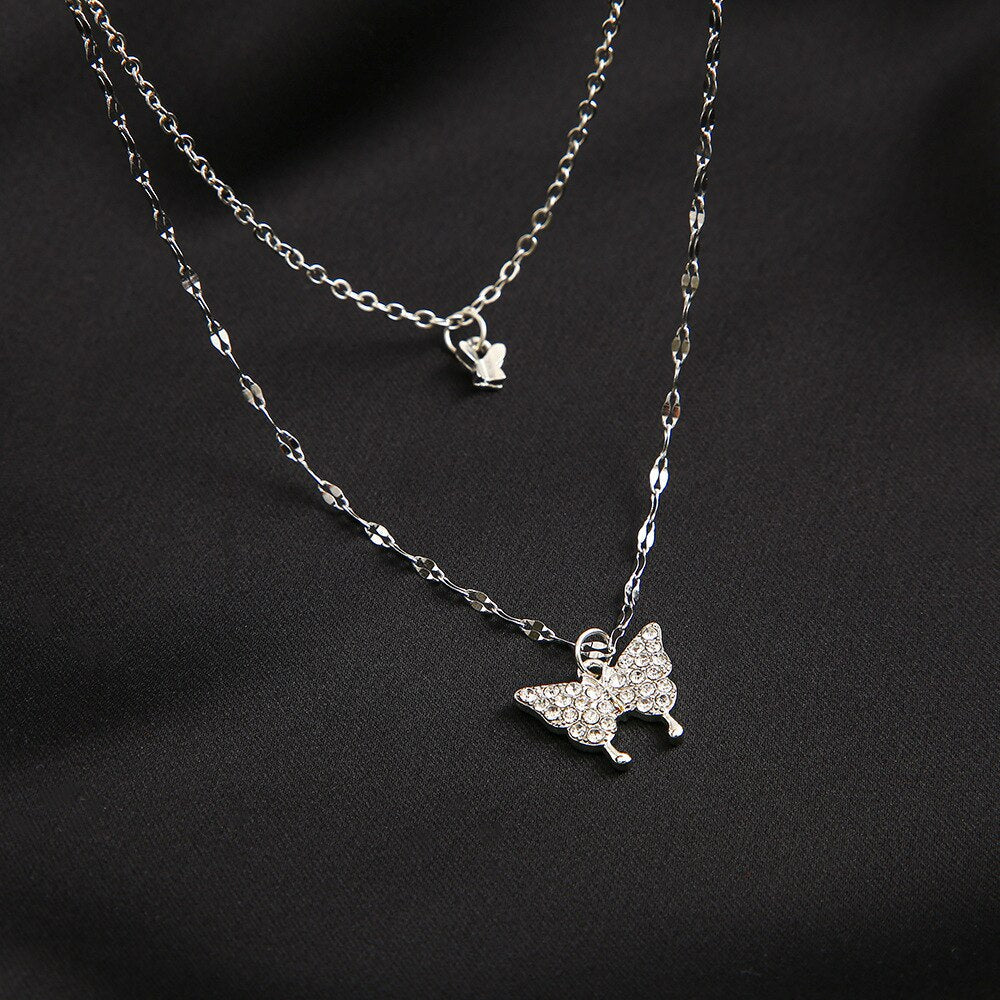 Karnz | Dreamy Wings Silber Doppellagige Halskette