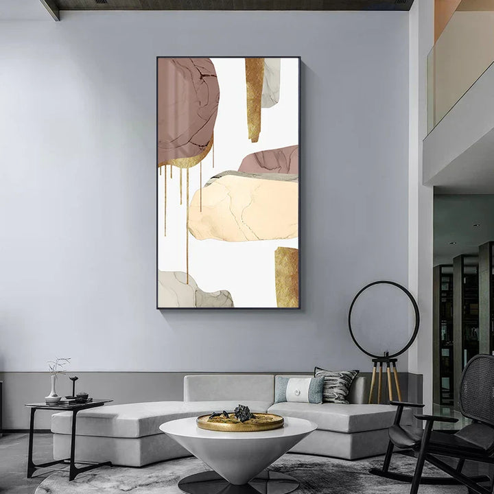 Neutrale Farben Mauve Beige Goldene abstrakte Wandkunst feine Kunst Leinwanddrucke Bilder für moderne Wohnung Wohnzimmer Luxusinteriors Kunst Dekor | Karnz
