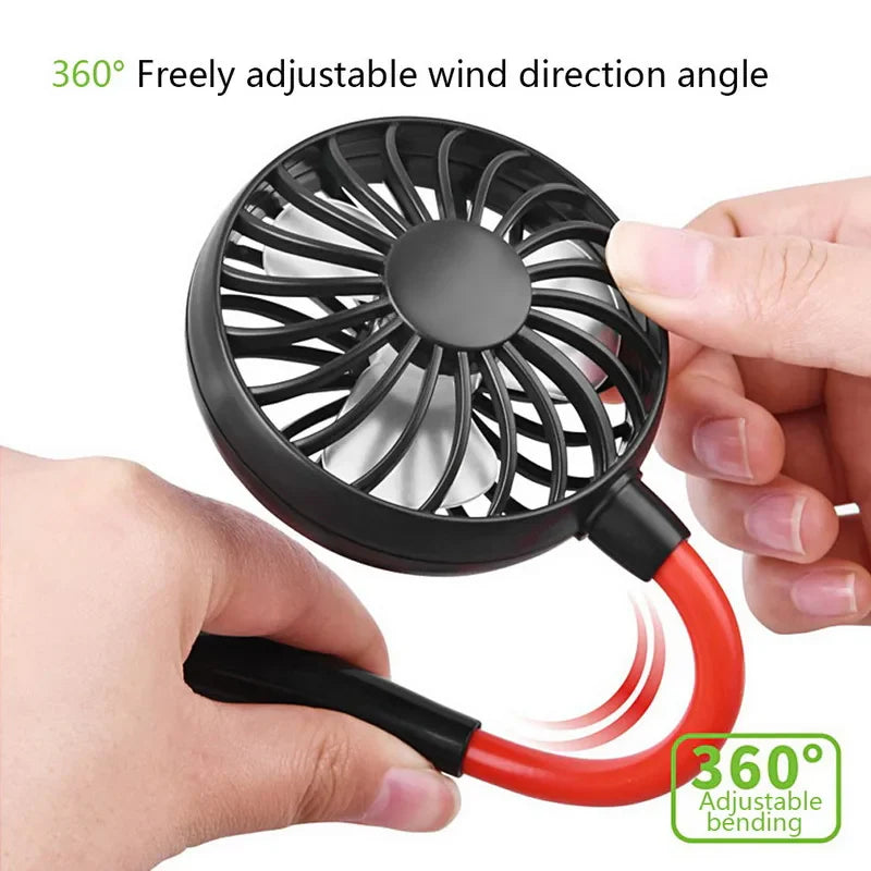 USB Tragbarer Freisprechhalsventilator - Wiederaufladbarer Mini-Sportventilator, 3-Geschwindigkeitsverstellbarer Dualventilator für Zuhause, Büro & Außeneinsatz | Karnz
