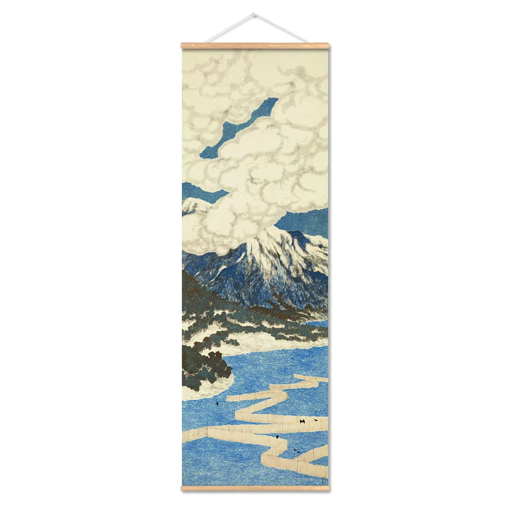 Japanische Ou-Mi Ukiyoe Scroll Druck Poster Landschaft Wandkunst Bilder Wohnzimmer Vintage Malerei Bauernhaus Wohnkultur