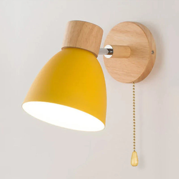 Karnz | LumoNord Macaron Wandleuchte | Holz & Metall | 90° schwenkbarer Lampenkopf | Skandinavisches Design | E27-Fassung (ohne Glühbirne)
