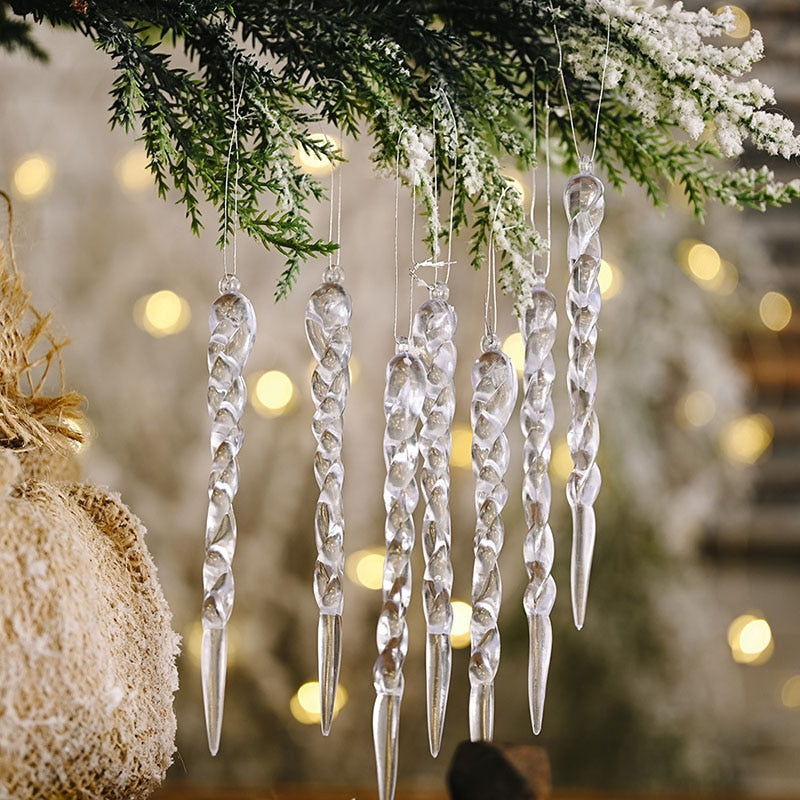 12 Stück Weihnachtsbaumdekoration Künstliche Eiszapfen | Karnz