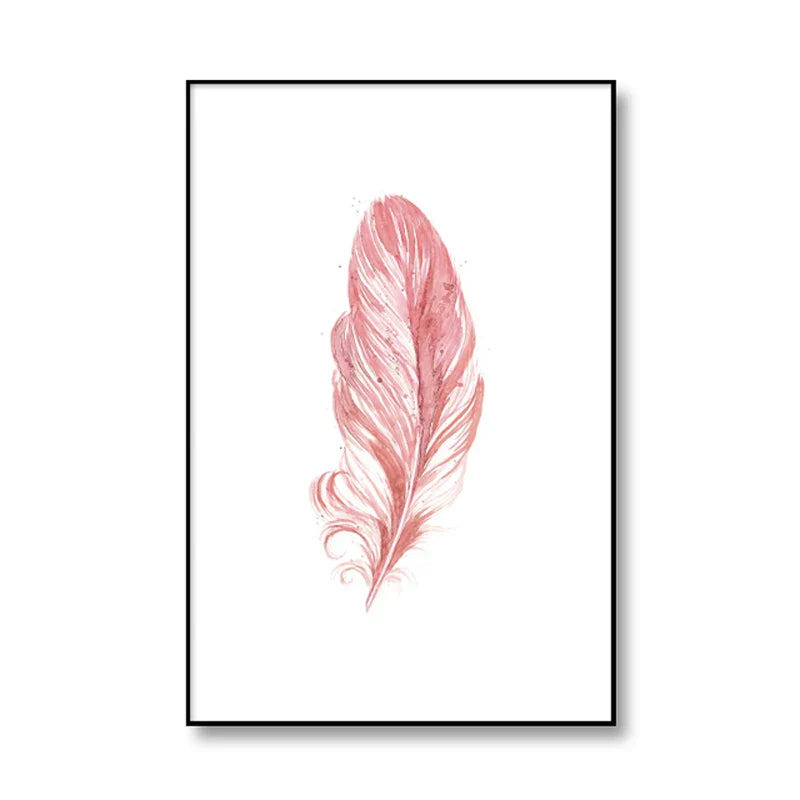 Blush Pink Love Feather Wandkunst Feine Kunst Leinwanddrucke Minimalistische Mode Bilder Für Wohnzimmer Mädchen Schlafzimmer Mode Kunst Dekor | Karnz
