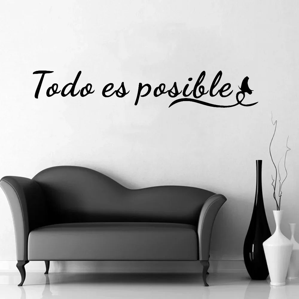 Todo Es Posible Inspirierende spanische Phrase Zitat Wandaufkleber Alles ist möglich Wandtattoo Abnehmbar Abziehen und Kleben Kreative DIY Wohnkultur | Karnz