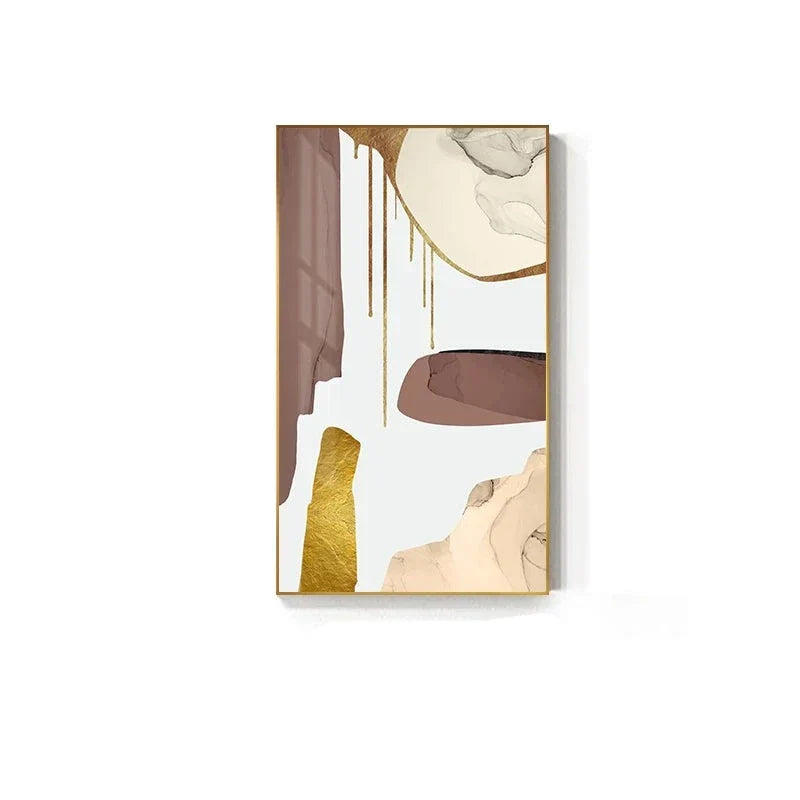 Neutrale Farben Mauve Beige Goldene abstrakte Wandkunst feine Kunst Leinwanddrucke Bilder für moderne Wohnung Wohnzimmer Luxusinteriors Kunst Dekor | Karnz