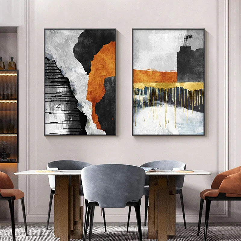 Auffällige Farbpaletten Zeitgenössische abstrakte Wandkunst Feine Kunst Leinwanddrucke Mittelpunkt Bilder für städtische Wohnung Wohnzimmer Kunst für modernes Wohnen