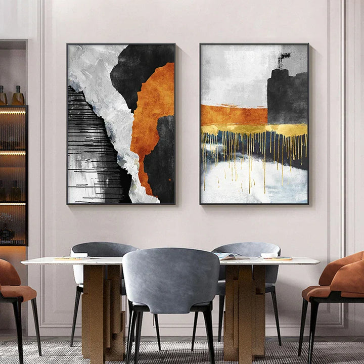 Auffällige Farbpaletten Zeitgenössische abstrakte Wandkunst Feine Kunst Leinwanddrucke Mittelpunkt Bilder für städtische Wohnung Wohnzimmer Kunst für modernes Wohnen