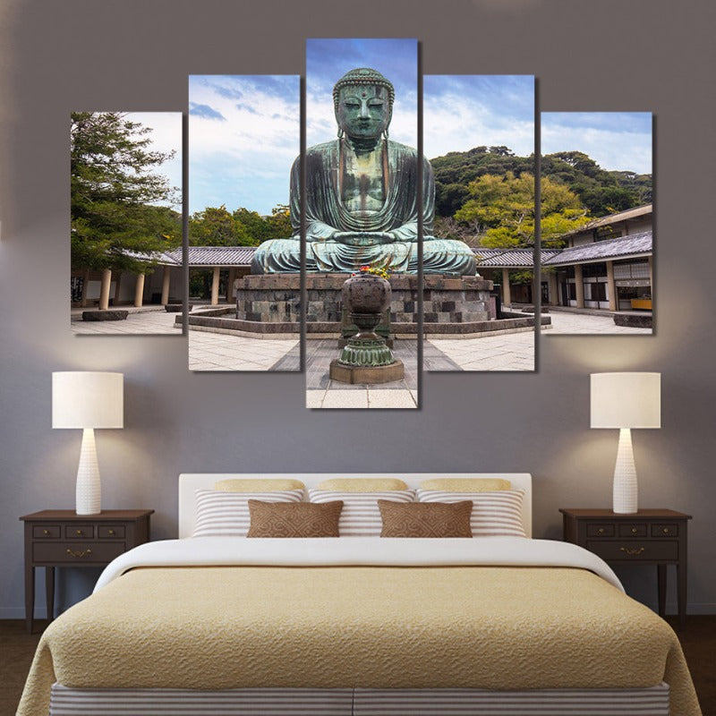 5 Stück Abstract Der große Buddha von Kamakura - Leinwand Wandkunst Malerei