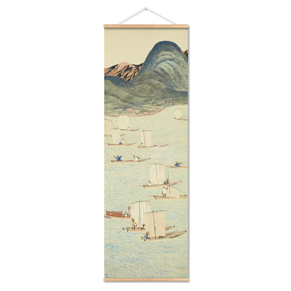 Japanische Ou-Mi Ukiyoe Scroll Druck Poster Landschaft Wandkunst Bilder Wohnzimmer Vintage Malerei Bauernhaus Wohnkultur