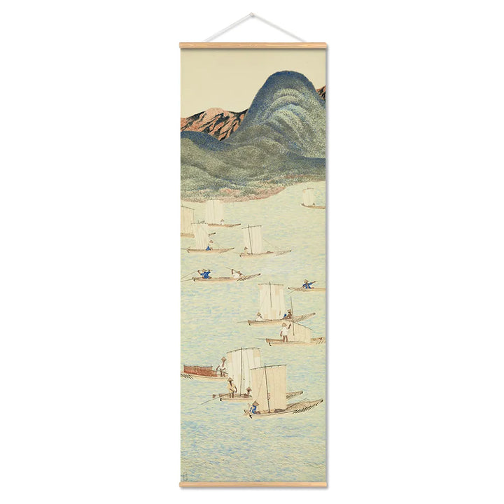 Japanische Ou-Mi Ukiyoe Scroll Druck Poster Landschaft Wandkunst Bilder Wohnzimmer Vintage Malerei Bauernhaus Wohnkultur