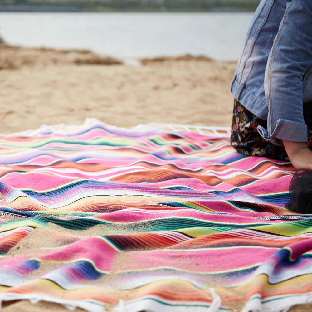 Boho-farbene mexikanische Serape-Decke