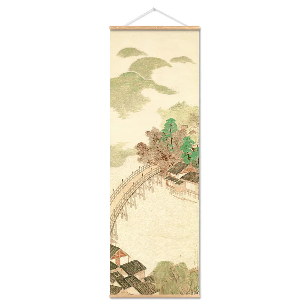 Japanische Ou-Mi Ukiyoe Scroll Druck Poster Landschaft Wandkunst Bilder Wohnzimmer Vintage Malerei Bauernhaus Wohnkultur
