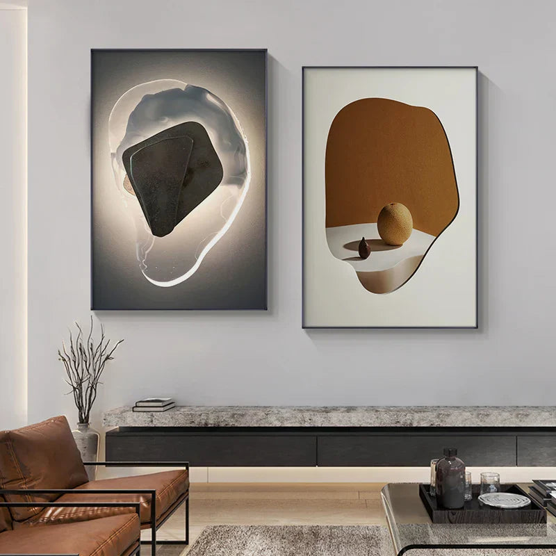 Moderne Ästhetik Abstracte Geometrie Wandkunst Feine Kunst Leinwanddrucke Bilder für luxuriöse Wohnung Wohnzimmer Esszimmer Eingang Foyer Kunst Dekor | Karnz