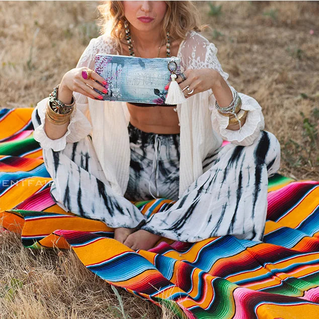 Boho-farbene mexikanische Serape-Decke