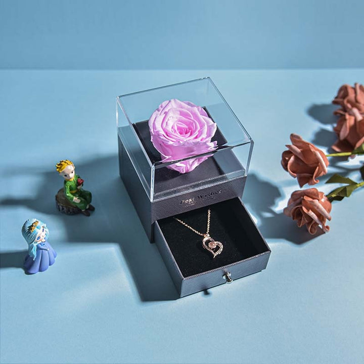 Karnz | Natürliche ewige Rose Halskette Schmuckbox