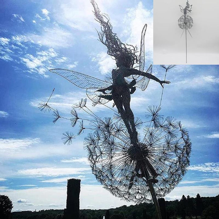 Feen und Löwenzahn tanzen zusammen Skulptur im Freien Garten