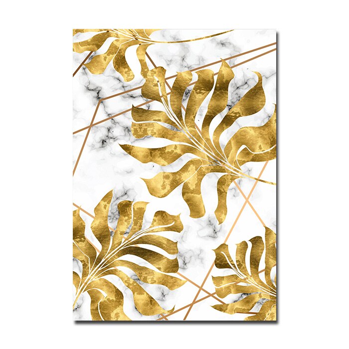 Nordic Tropical Gold Leaves Abstract Wall Art Posters Fine Art Canvas Prints Pictures Für Modern Apartment Wohnzimmer Dekor