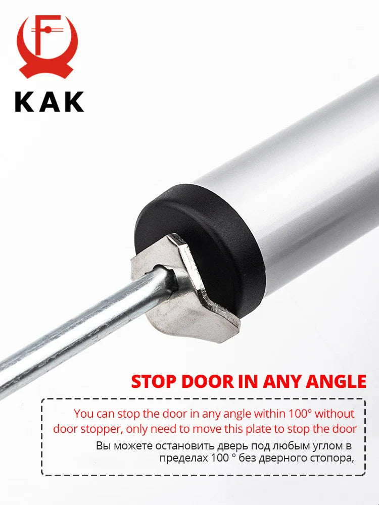 KAK Soft Closing Automatischer Türschließer - 35KG Pneumatisch, Einstellbare Geschwindigkeit, Positionierung Türstopper, Schutzhalter Hardware