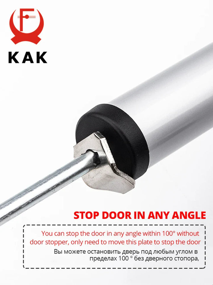 KAK Soft Closing Automatischer Türschließer - 35KG Pneumatisch, Einstellbare Geschwindigkeit, Positionierung Türstopper, Schutzhalter Hardware