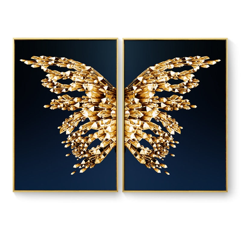 Goldene Schmetterlingsflügel Boutique Abstrakte Wandkunst Fein Kunst Leinwanddrucke Moderne Bilder Für Luxuriöses Wohnzimmer Schlafzimmer Stilvolle Glamour Wohnkultur