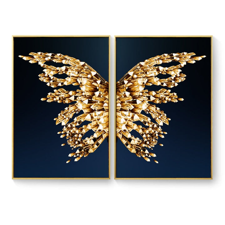 Goldene Schmetterlingsflügel Boutique Abstrakte Wandkunst Fein Kunst Leinwanddrucke Moderne Bilder Für Luxuriöses Wohnzimmer Schlafzimmer Stilvolle Glamour Wohnkultur