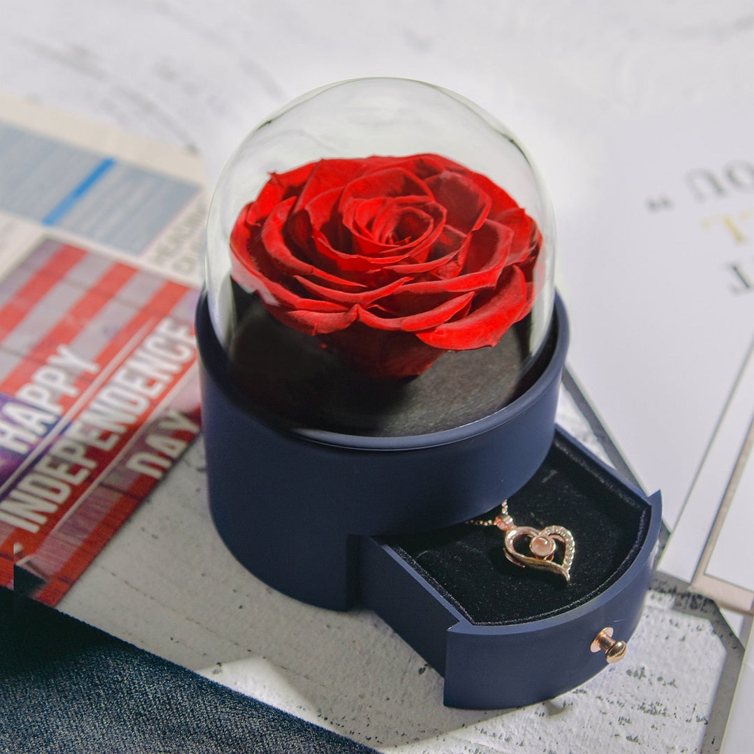 Karnz | Natürliche ewige Rose Halskette Schmuckbox