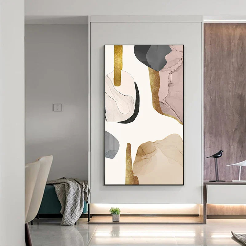 Neutrale Farben Mauve Beige Goldene abstrakte Wandkunst feine Kunst Leinwanddrucke Bilder für moderne Wohnung Wohnzimmer Luxusinteriors Kunst Dekor | Karnz