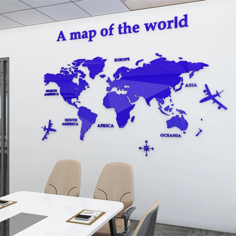 Weltkarte 3D Wandmural Kristallgespiegelte Acryl-Weltkarte Wandaufkleber für Büro Wohnzimmer Kinderzimmer kreative DIY Wohnkultur | Karnz