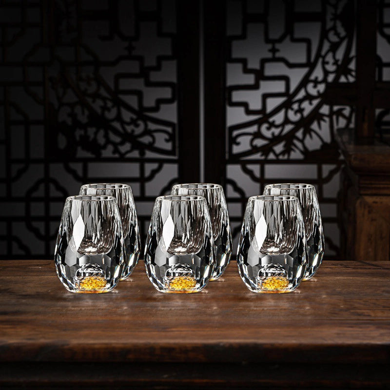 Luxuriöse Kristallgläser mit Goldflocken – Handgefertigt – Set aus 2 – Für Whisky & Premium-Getränke | Karnz