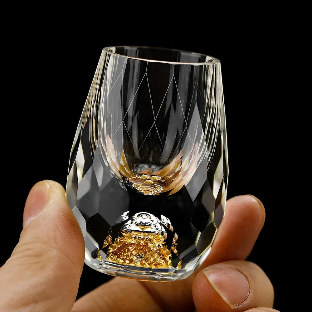 Luxuriöse Kristallgläser mit Goldflocken – Handgefertigt – 2er-Set – Für Whisky und Premium-Getränke