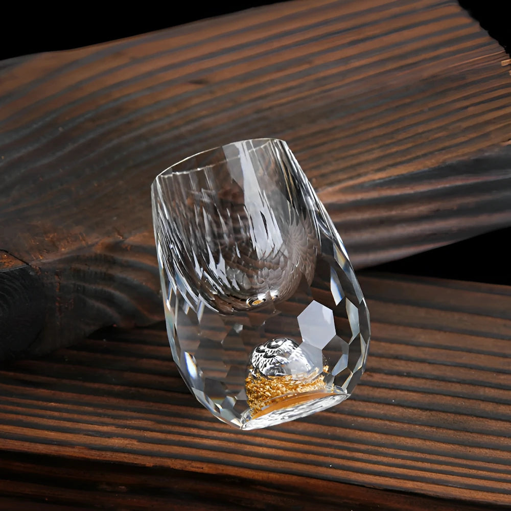 Luxuriöse Kristallgläser mit Goldflocken – Handgefertigt – Set aus 2 – Für Whisky & Premium-Getränke | Karnz