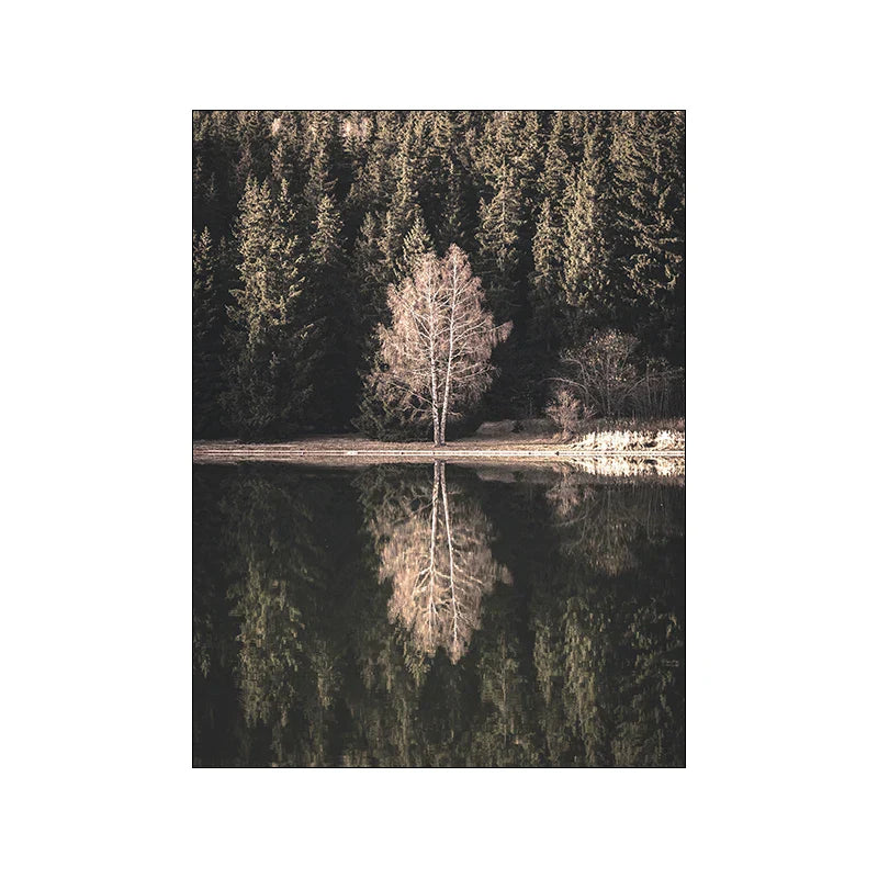 Home Sweet Home Rustikaler Waldsee Landschaft Galerie Wandkunst Feine Kunst Leinwanddrucke Bilder der Ruhe für Wohnzimmer Dekor