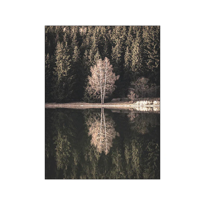 Home Sweet Home Rustikaler Waldsee Landschaft Galerie Wandkunst Feine Kunst Leinwanddrucke Bilder der Ruhe für Wohnzimmer Dekor