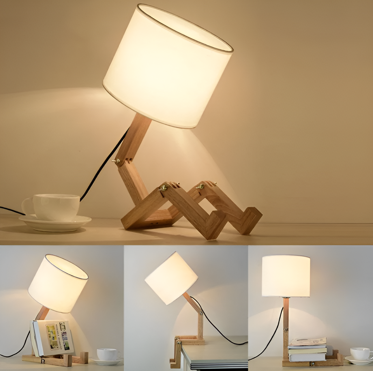 Flexible Robot Schreibtischlampe aus Solid Wood – LumoBot | Karnz