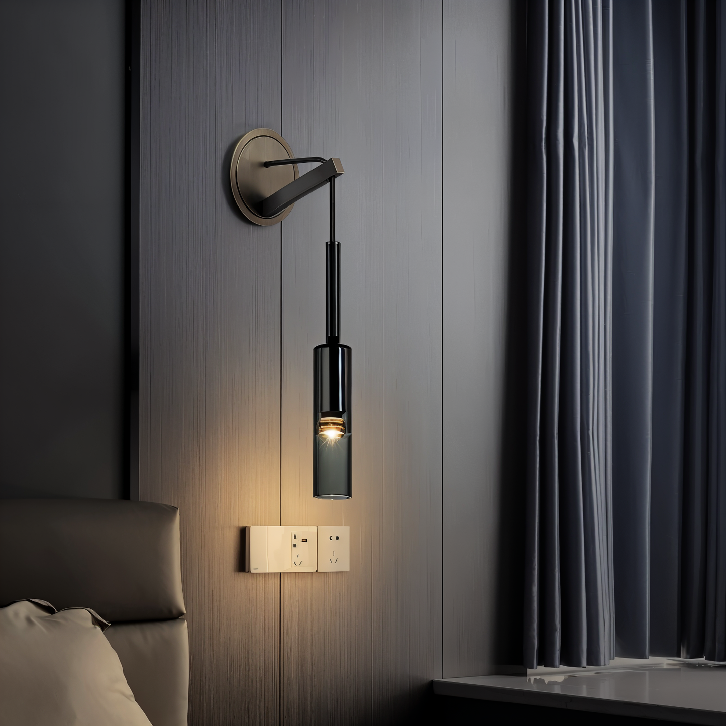 Minimalistische Wandleuchte mit Rauchglas – Orvane | Karnz