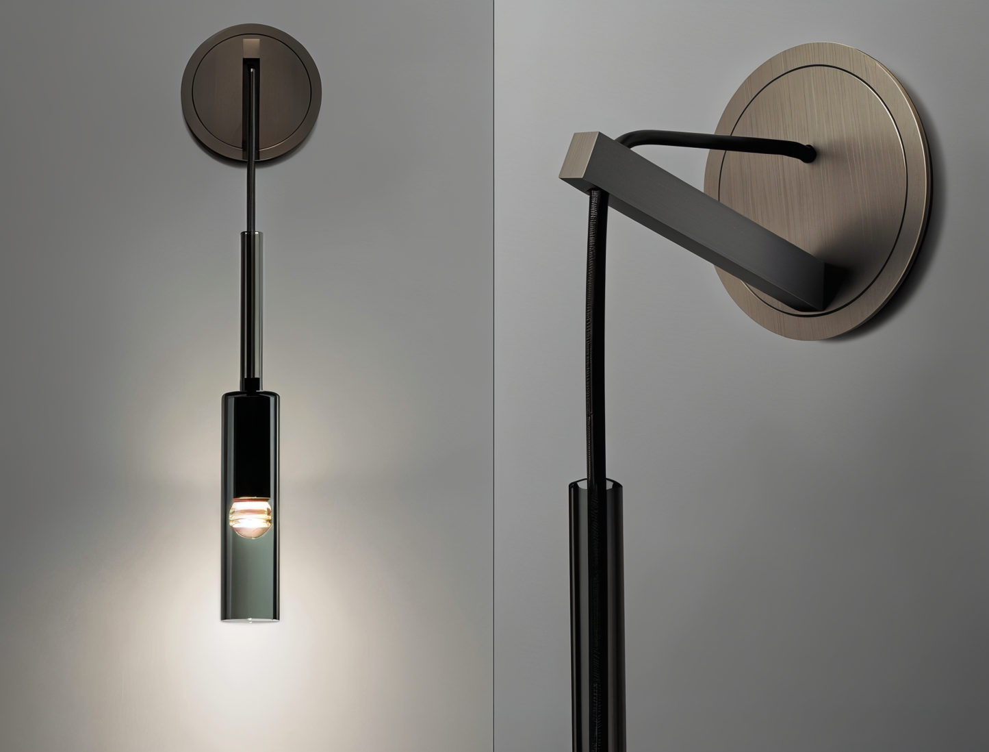 Minimalistische Wandleuchte mit Rauchglas – Orvane | Karnz