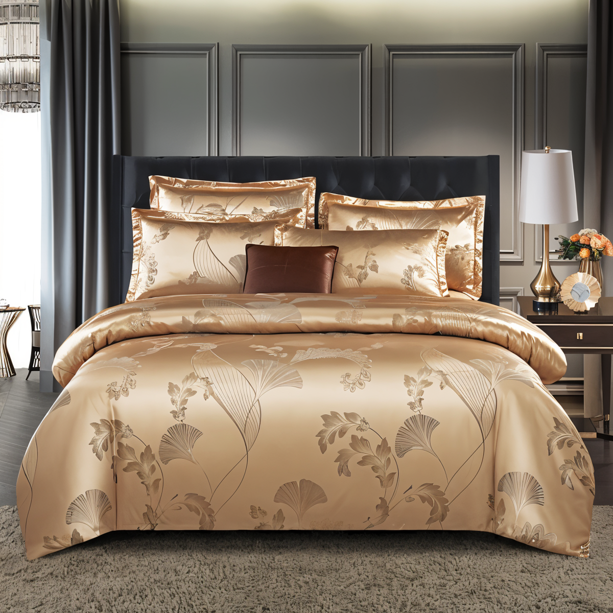 SILKLOFT – Elegantes Satin-Jacquard-Bettwäscheset