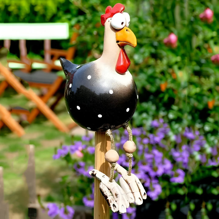 Karnz | Große Augen Huhn Statue - Wetterfester Harz Handwerk - Hahn Garten Statue