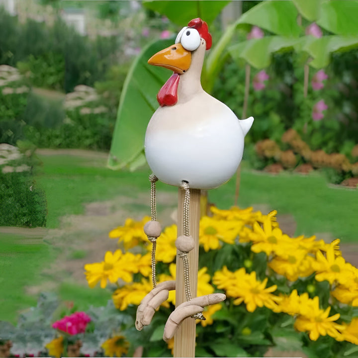 Karnz | Große Augen Huhn Statue - Wetterfester Harz Handwerk - Hahn Garten Statue