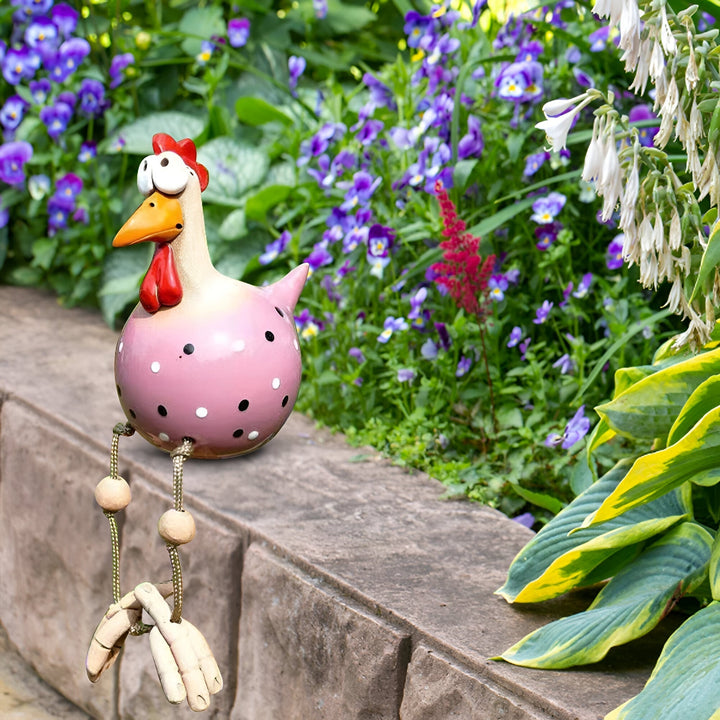 Karnz | Große Augen Huhn Statue - Wetterfester Harz Handwerk - Hahn Garten Statue