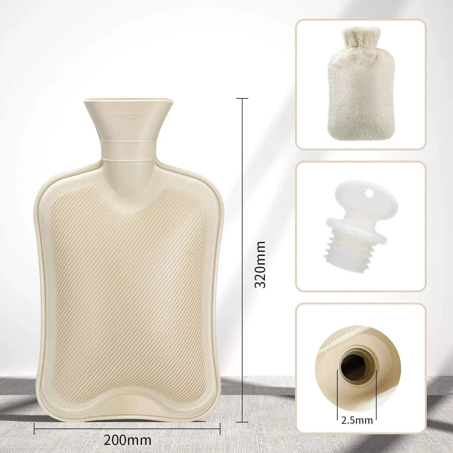 Wärmflasche mit Plüschbezug 2 Liter | Karnz