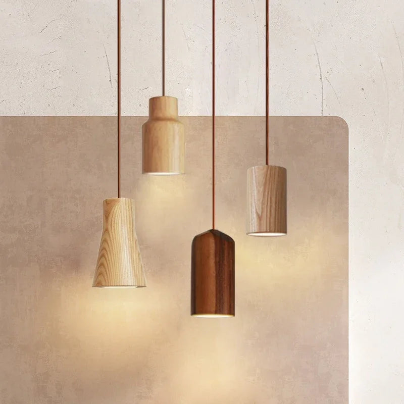 Skandinavische Holzpendelleuchte – Minimalistisches Design für Wohnzimmer und Schlafzimmer | Natürliches Holz-Optik | Karnz