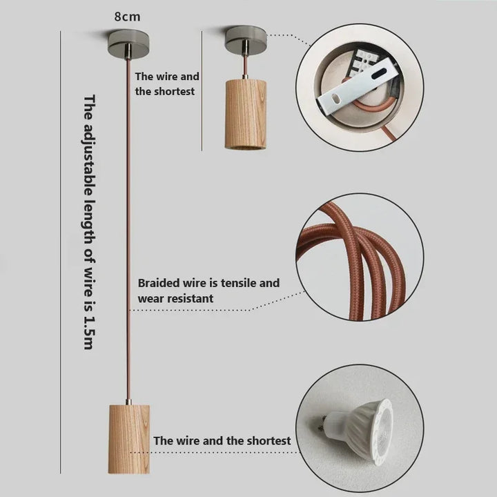 Skandinavische Holzpendelleuchte – Minimalistisches Design für Wohnzimmer und Schlafzimmer | Natürliches Holz-Optik | Karnz