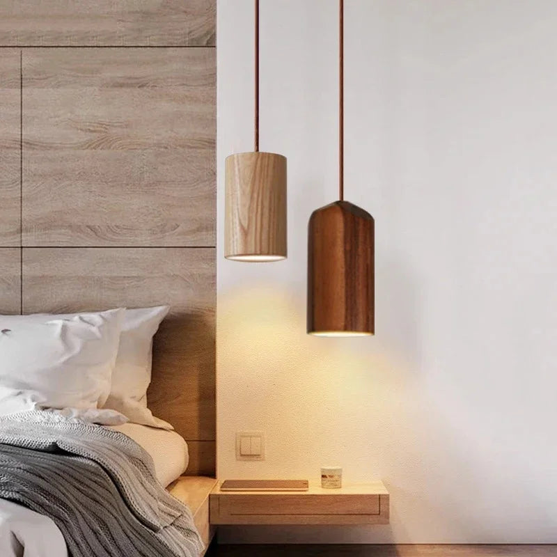 Skandinavische Holzpendelleuchte – Minimalistisches Design für Wohnzimmer und Schlafzimmer | Natürliches Holz-Optik | Karnz