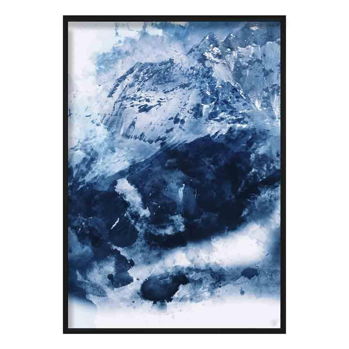 Blauer abstrakter Berg-Aquarellkunstdruck Nr. 3
