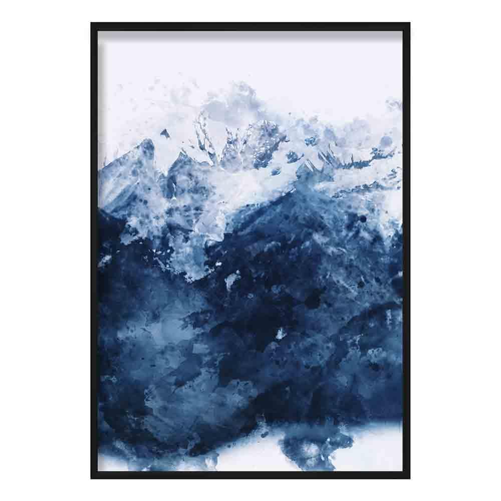 Blauer abstrakter Berg-Aquarellkunstdruck Nr. 2