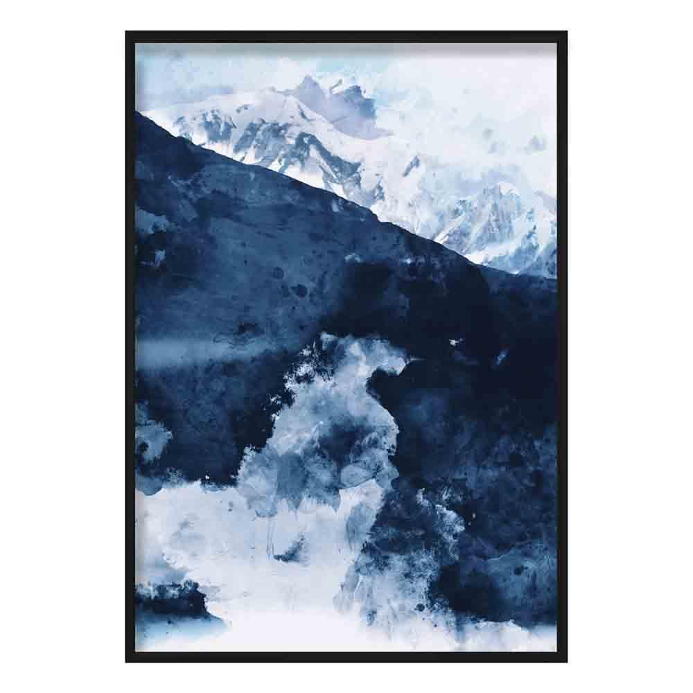 Blaue abstrakte Berg-Aquarellkunstdrucke Nr. 1