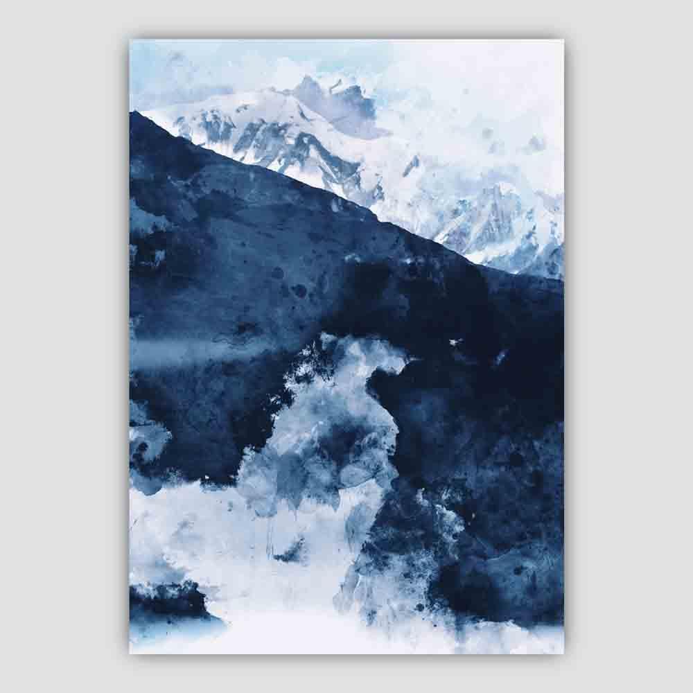 Blaue abstrakte Berg-Aquarellkunstdrucke Nr. 1